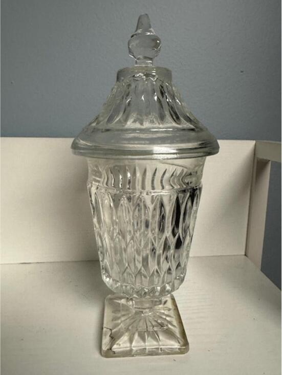 Other - Vintage Clear Glass Covered Pedestal Candy Dish